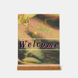 Begrüßungszeichen für lebendiges Gold Party Acrylschild