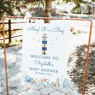 Begrüßungszeichen für Leuchtturm Boy Baby Dusche Poster