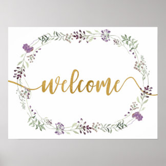 Begrüßungszeichen für lila Wildblume Poster