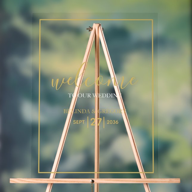 Begrüßungszeichen für Minimalistisch Gold White We Acrylschild (Neutral)