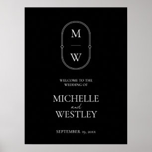 Begrüßungszeichen für Minimalistische Monogramm Poster