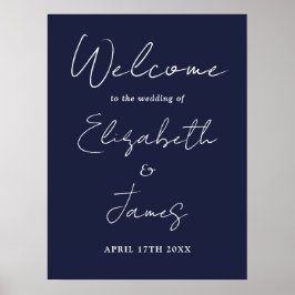 Begrüßungszeichen für Minimalistische Navy-Script- Poster