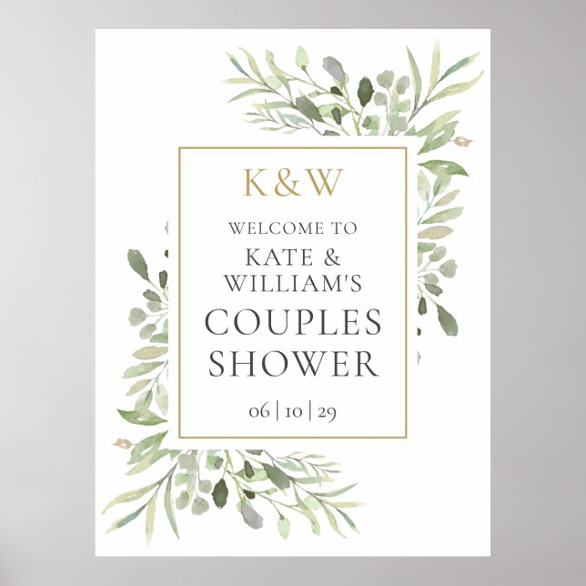 Begrüßungszeichen für Monogram Greenerity Brautpar Poster (Vorne)