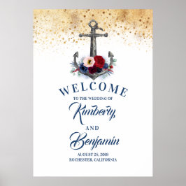Begrüßungszeichen für Nautic Floral Anchor Poster