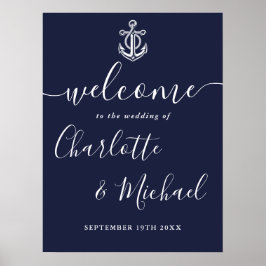 Begrüßungszeichen für Navy Blue Anchor Nautical We Poster