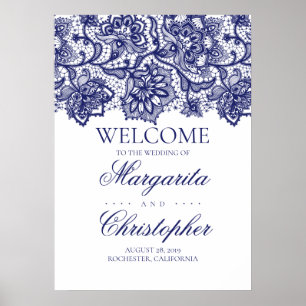 Begrüßungszeichen für Navy Blue Lace Poster