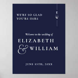 Begrüßungszeichen für Navy Blue Modern Monogram Poster