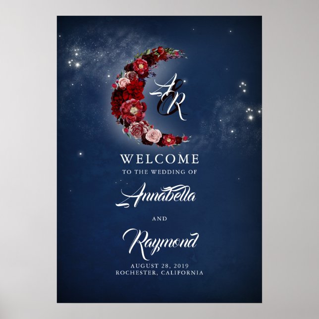 Begrüßungszeichen für Navy Blue und Burgundy Starr Poster (Vorne)