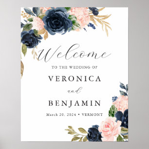 Begrüßungszeichen für Navy Blush Poster