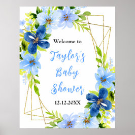 Begrüßungszeichen für Navy und Baby Blue Floral Ba Poster
