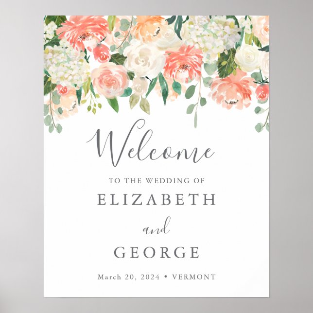 Begrüßungszeichen für Peach und Creme Poster (Vorne)