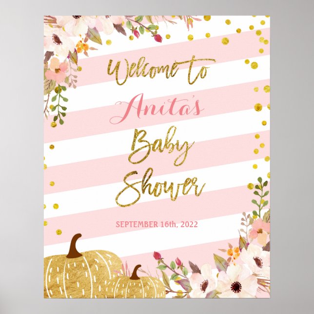Begrüßungszeichen für Pink und Gold Pumpkin Baby D Poster (Vorne)
