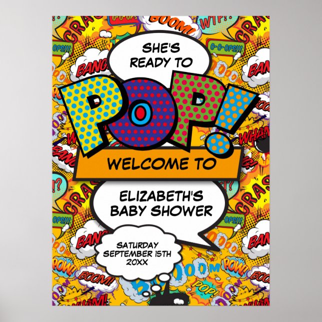 Begrüßungszeichen für Pop Baby Shower Begrüßung Poster (Vorne)