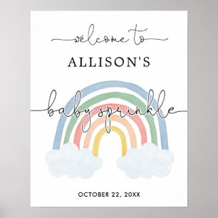Begrüßungszeichen für Regenbogen-Watercolor Poster