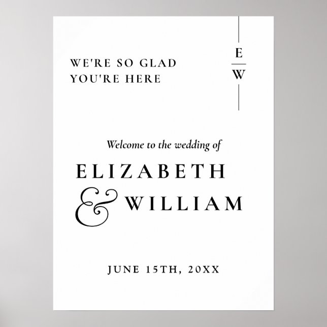 Begrüßungszeichen für Schwarz-Weiß-Monogramm Poster (Vorne)