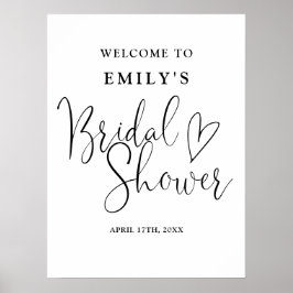 Begrüßungszeichen für Schwarzweiß-Script-Brautpart Poster