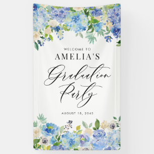 Begrüßungszeichen für Wasserfarben Blue Hydrangeas Banner