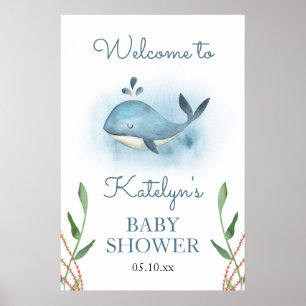 Begrüßungszeichen für Whale Baby Dusche Poster
