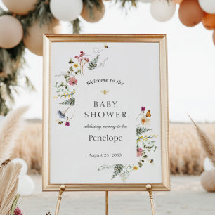 Begrüßungszeichen für Wildblume und BienenBaby-Dus Poster