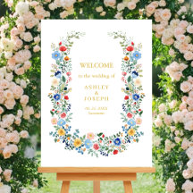 Begrüßungszeichen für Wildblumen Wreath Gold