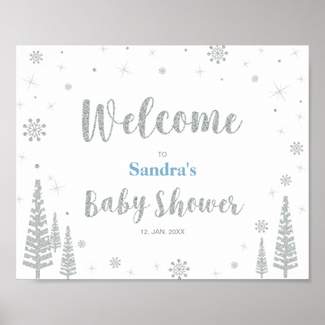 Begrüßungszeichen für Winter Baby Dusche, Junge, B Poster (Vorne)