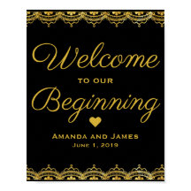 Begrüßungszeichen | Goldrand in Schwarz