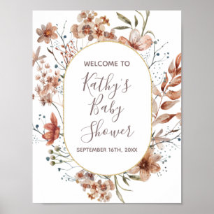 Begrüßungszeichen Herbst Wildblumen Aquarell Poster