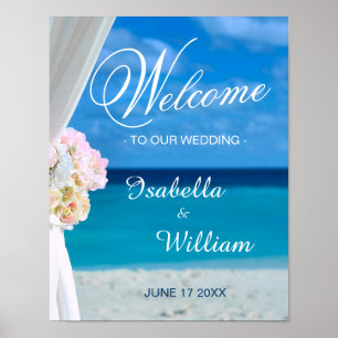 Begrüßungszeichen   Hochzeit am Strand des Florals Poster