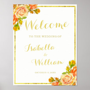 Begrüßungszeichen Hochzeit der Rose Weißgold Poster
