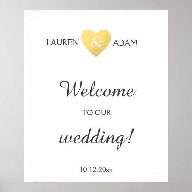 Begrüßungszeichen Imitate goldenes Herz, individue Poster (Vorne)