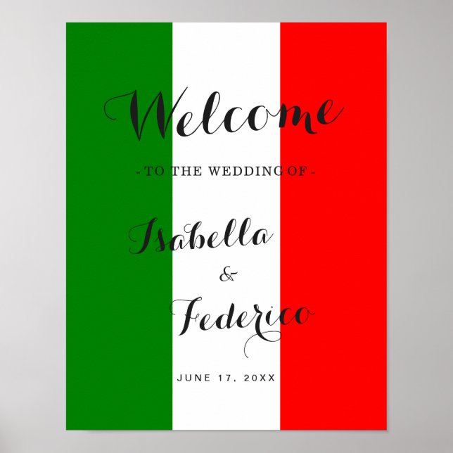 Begrüßungszeichen | Italienische Hochzeit Poster (Vorne)