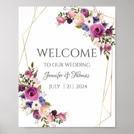 Begrüßungszeichen Lila und blaue Rose Poster