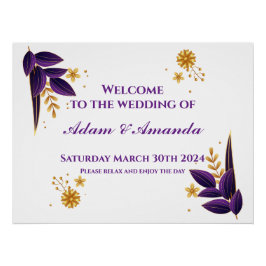 Begrüßungszeichen - Lila und goldene Blüte Poster