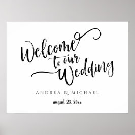 Begrüßungszeichen - Messy Brush Script Black Poster