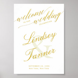 Begrüßungszeichen mit elegantem Gold-Script Poster