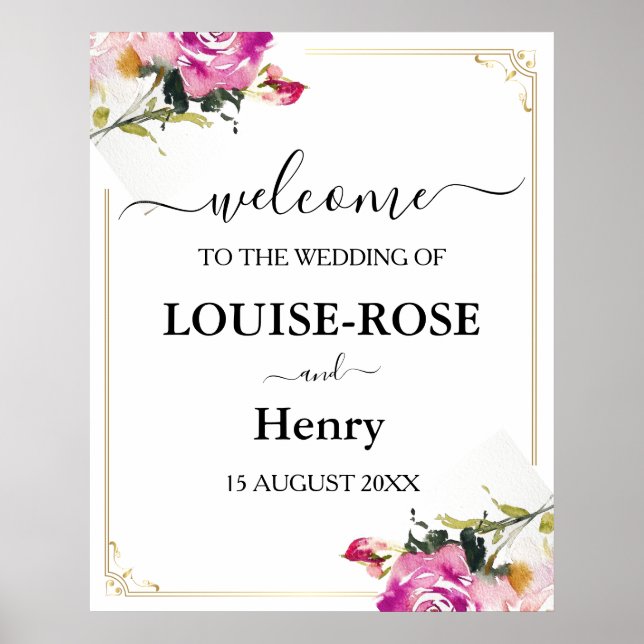 Begrüßungszeichen - Rosa Rose Gold Design Poster (Vorne)