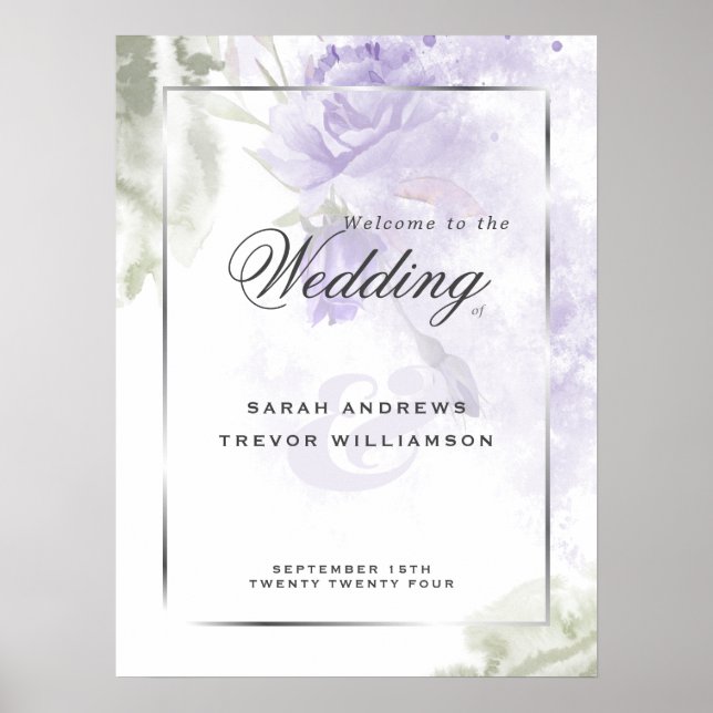 Begrüßungszeichen Schöne rustikale Lilac Lila Rose Poster (Vorne)