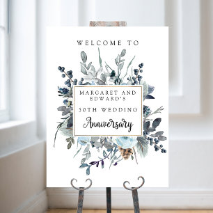 Begrüßungszeichen von Blue Floral Poster