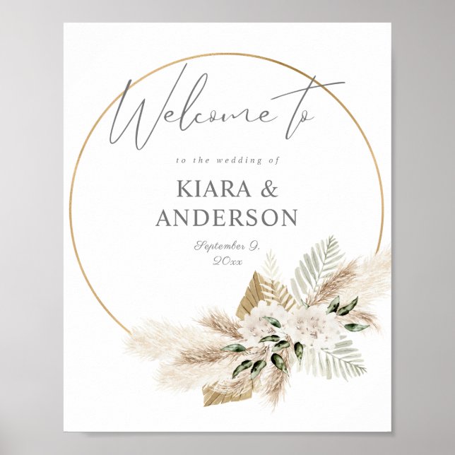 Begrüßungszeichen von Boho Eucalyputs, Palm floral Poster (Vorne)