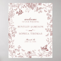 Begrüßungszeichen von Burgundy Toile De Jouy Flora