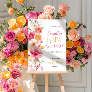 Begrüßungszeichen von Citrus Orange Floral Baby Du Fotodruck