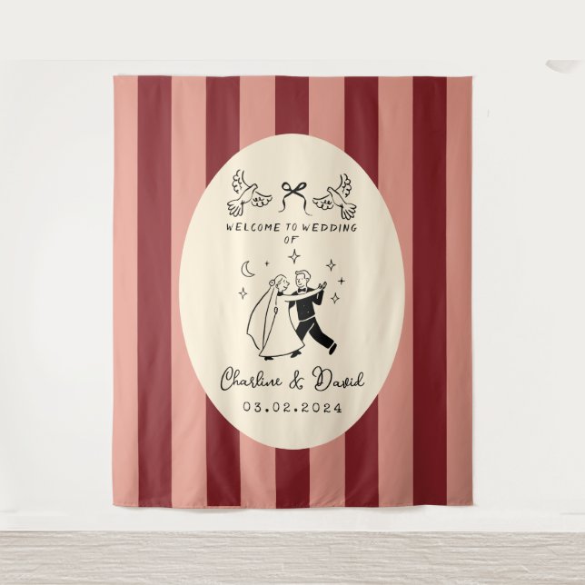 Begrüßungszeichen von Hand Drawn Scribble Wandteppich (Vorderseite)