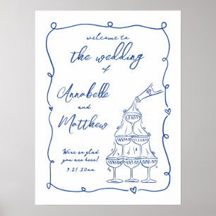 Begrüßungszeichen von Hand Drawn Whimsical Blue We Poster