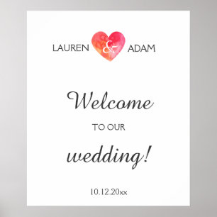 Begrüßungszeichen Wassercolo Herz, individuelle Na Poster