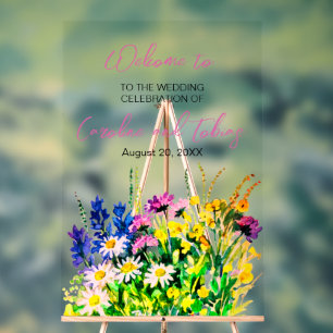 Begrüßungszeichen Wild Blume Hochzeit Acrylschild
