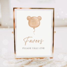 Begünstigt Teddybär-Ballon Boho neutrale Geburtsta Poster