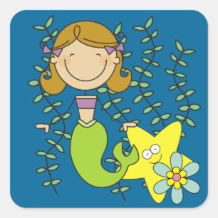 Behaarte Meerjungfrau Browns Quadratischer Aufkleber