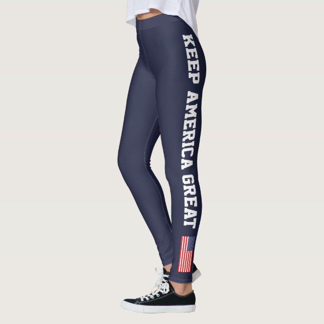 BEHALT AMERICA GREAT Patriotische amerikanische Fl Leggings (Links)