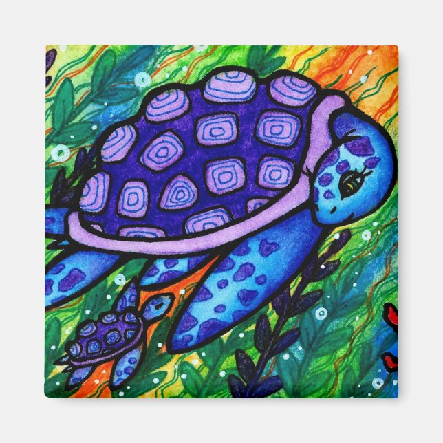 "Behalt auf!" Sea Turtle und Baby Magnet (Vorne)