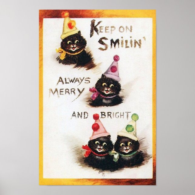 Behalt auf Smilin, Black Cat, Louis Wain Poster (Vorne)